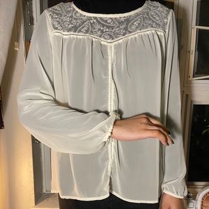 White vintage style bohemian blouse / tunic top
